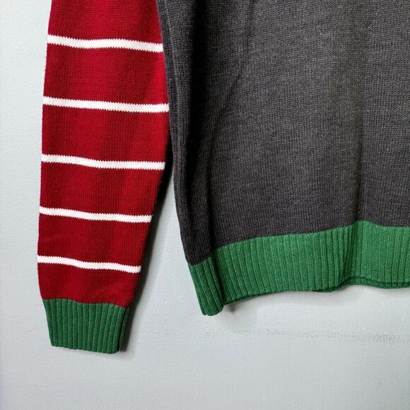Ugly Christmas Sweater ELf Yourself Unisex Crewneck Sweater Gray Red Green Sz L - Picture 9 of 9